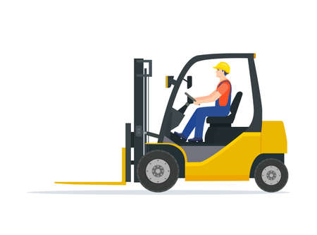 Yellow forklift truckのイラスト素材