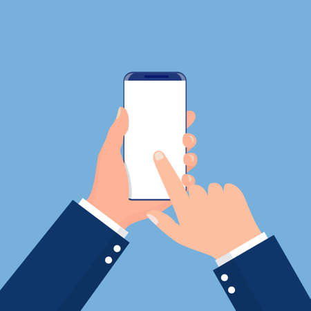 Male hand holding phoneのイラスト素材