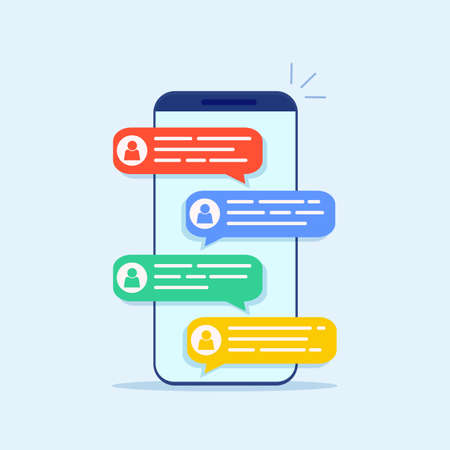 Online chat messages text notification on phoneのイラスト素材