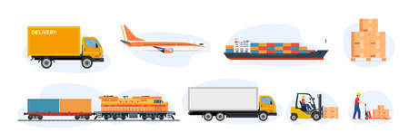 Delivery and logistics transport iconsのイラスト素材