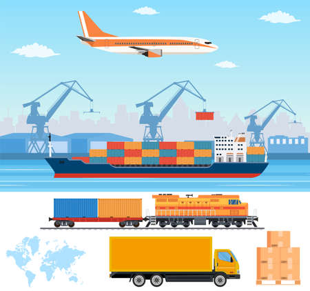 Logistics and transportation infographic elementsのイラスト素材