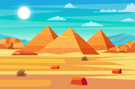 Egyptian desert with pyramids.のイラスト素材