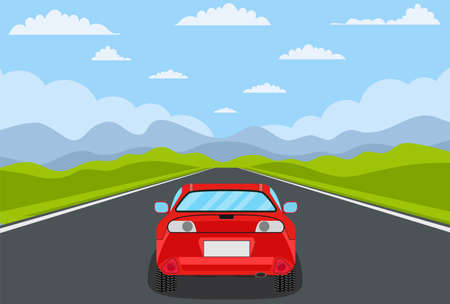 highway drive with beautiful landscape.のイラスト素材