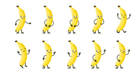 Cartoon funny fruits.のイラスト素材