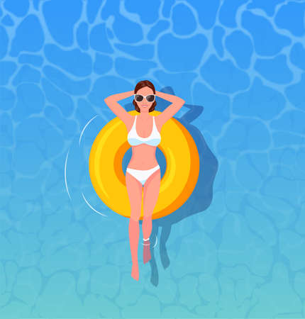 woman sunbathing top view.