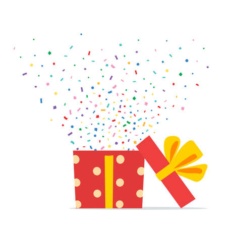 Opened Gift Box and Confetti.のイラスト素材