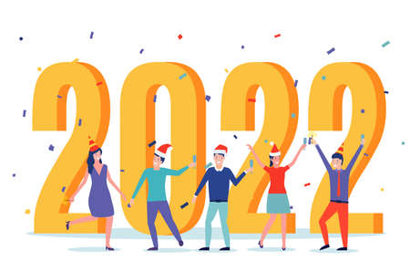 Happy New Year 2022 greeting card.のイラスト素材