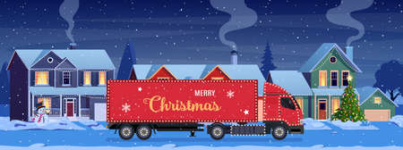 Residential houses with christmas decorationのイラスト素材