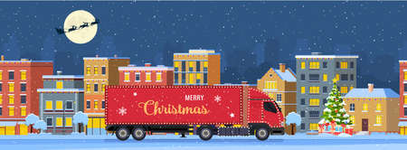 Residential houses with christmas decorationのイラスト素材