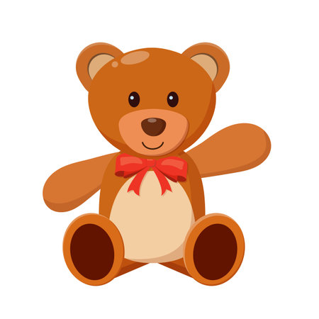 Teddy bear with red bowのイラスト素材