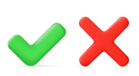 Green tick check mark and cross mark symbolsのイラスト素材
