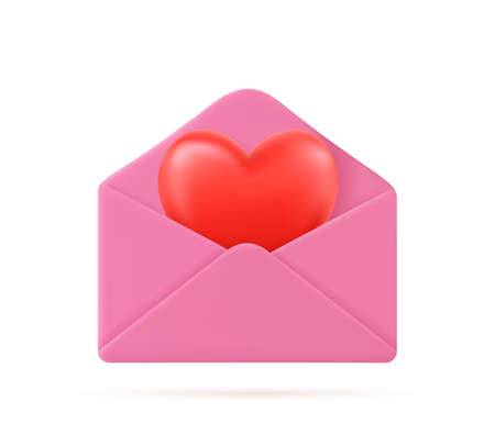 love heart in letter messageのイラスト素材