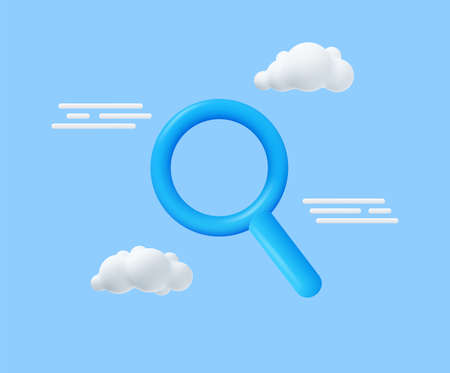 3d rendering search icon with cloudのイラスト素材