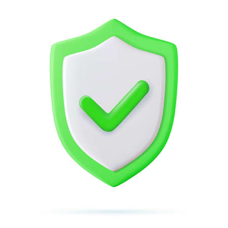 3d Shield protected icon with checkのイラスト素材