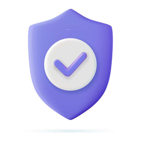 3d Shield protected icon with checkのイラスト素材