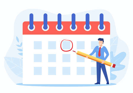 male Circle Date on Huge Calendarのイラスト素材