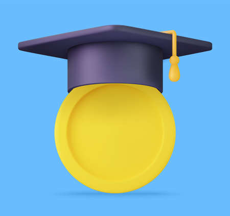 3d Graduation cap icon.
