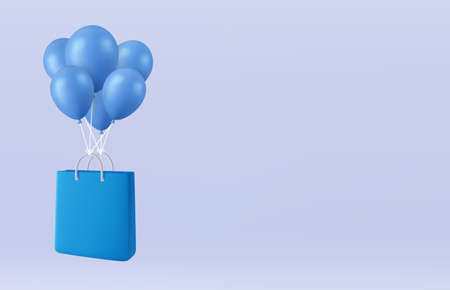 3D Flying Shopping bagのイラスト素材