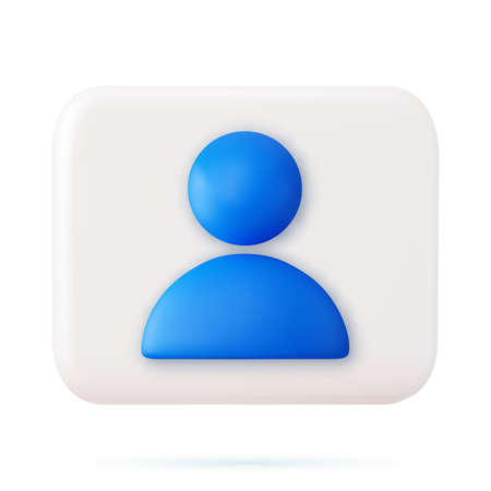 3d square white icon button personのイラスト素材