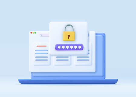 3d Password security access website noticeのイラスト素材