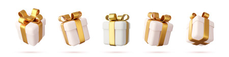 Set of Realistic gifts boxes isolated on a white backgroundのイラスト素材