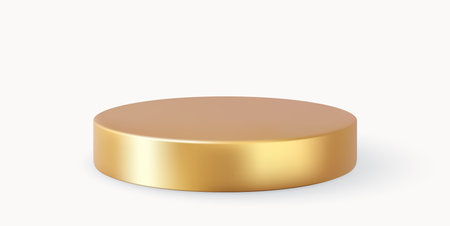 3d gold round podium with shadow.のイラスト素材