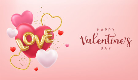 3d Happy Valentines Day bannerのイラスト素材