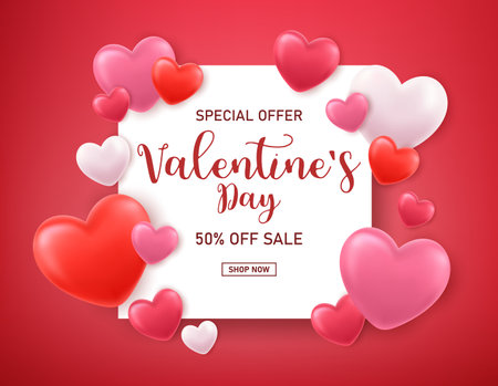 3d Valentines banner template.のイラスト素材