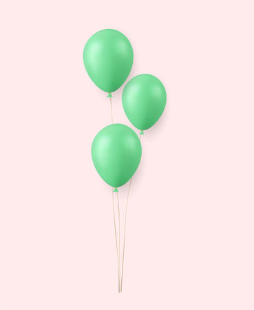 3d Realistic green Happy Birthday Balloons Flying for Party and Celebrationsのイラスト素材