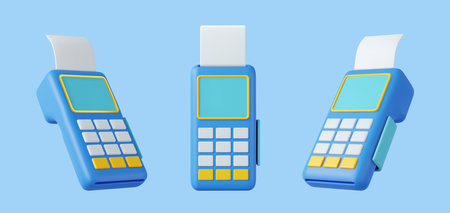 3d Pos terminal with receiptのイラスト素材