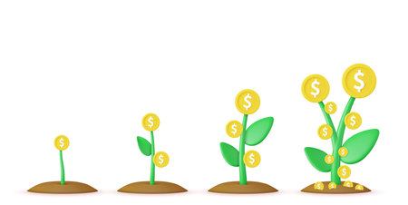 3d Growing money tree.のイラスト素材