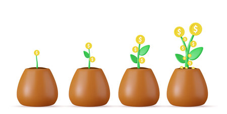 3d Growing money tree.のイラスト素材