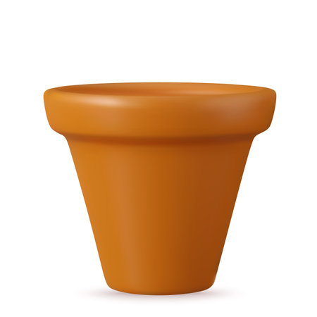 3d realistic brown ceramic flower potsのイラスト素材