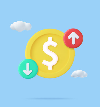 3d Cost of dollar with arrow down and up.のイラスト素材