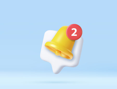 3D notification bell alert iconのイラスト素材