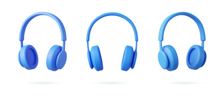 3d headphones isolated on white background.のイラスト素材