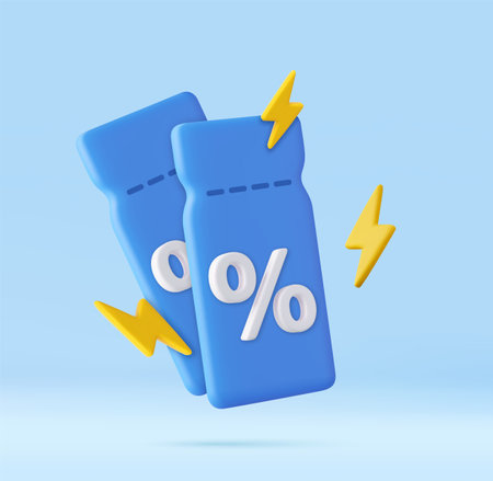 3D coupon with flash.のイラスト素材