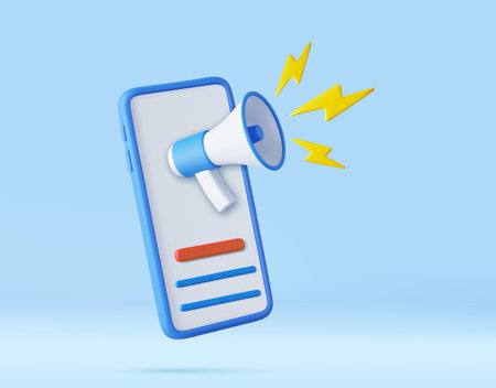 Marketing time concept, realistic 3d megaphone,のイラスト素材