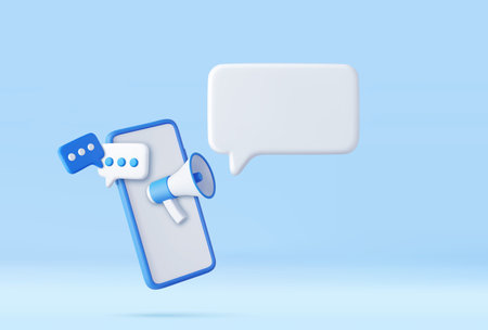 Marketing time concept, realistic 3d megaphone,のイラスト素材