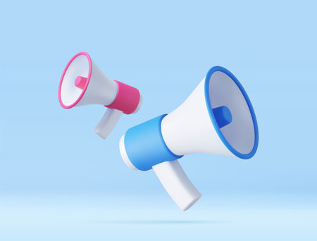 3d plastic megaphonesのイラスト素材