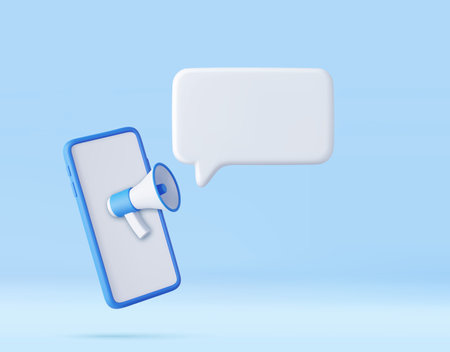 Marketing time concept, realistic 3d megaphone,のイラスト素材