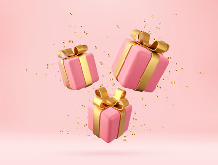 3d white gift boxesのイラスト素材