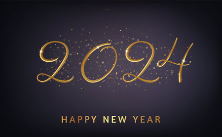 2024 Happy New Year banner with falling confettのイラスト素材