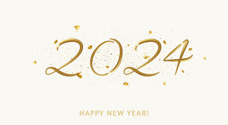 2024 Happy New Year banner with falling confettのイラスト素材