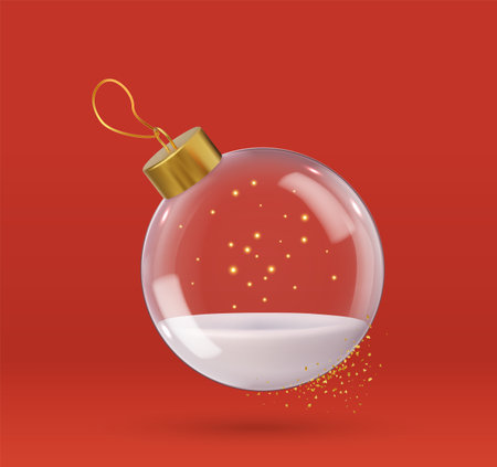 3d Realistic hanging glass christmas ballsのイラスト素材
