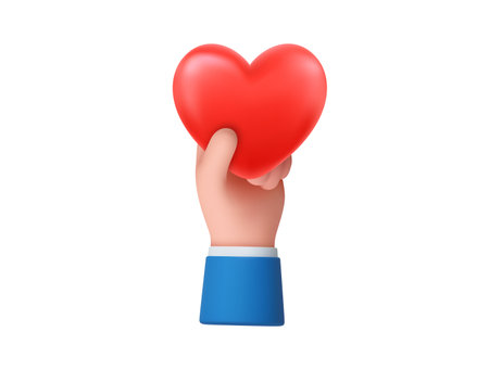 3d hand holding a heartのイラスト素材