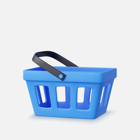 3d blue realistic shopping cartのイラスト素材