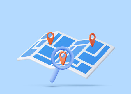 pin pointer and Map location search GPSのイラスト素材