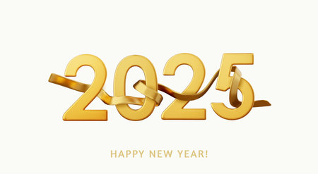 3d Happy New year 2025 numbers.のイラスト素材