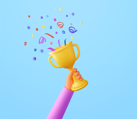 3d Hand hold trophy. First place.のイラスト素材